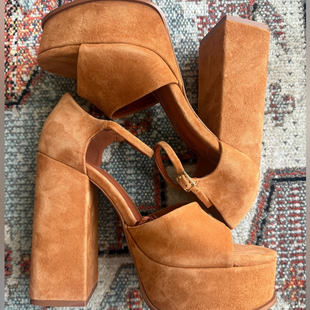 Zara suede chunky platform heels